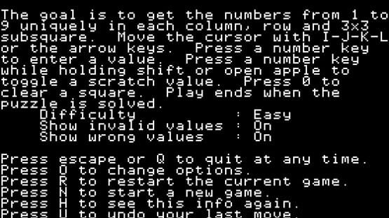 Screenshot Apple II Sudoku 1